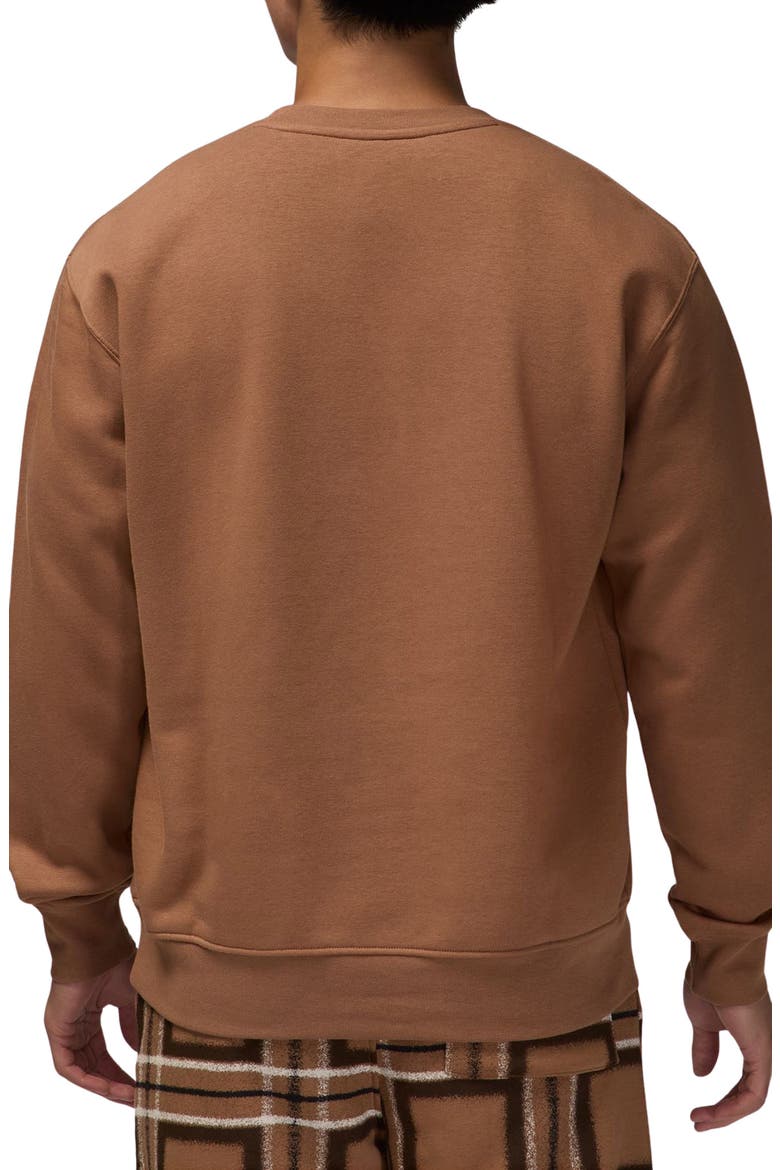 Essentials Plaid Logo Fleece Crewneck Sweatshirt, Alternate, color, ACORN BROWN/ SAIL