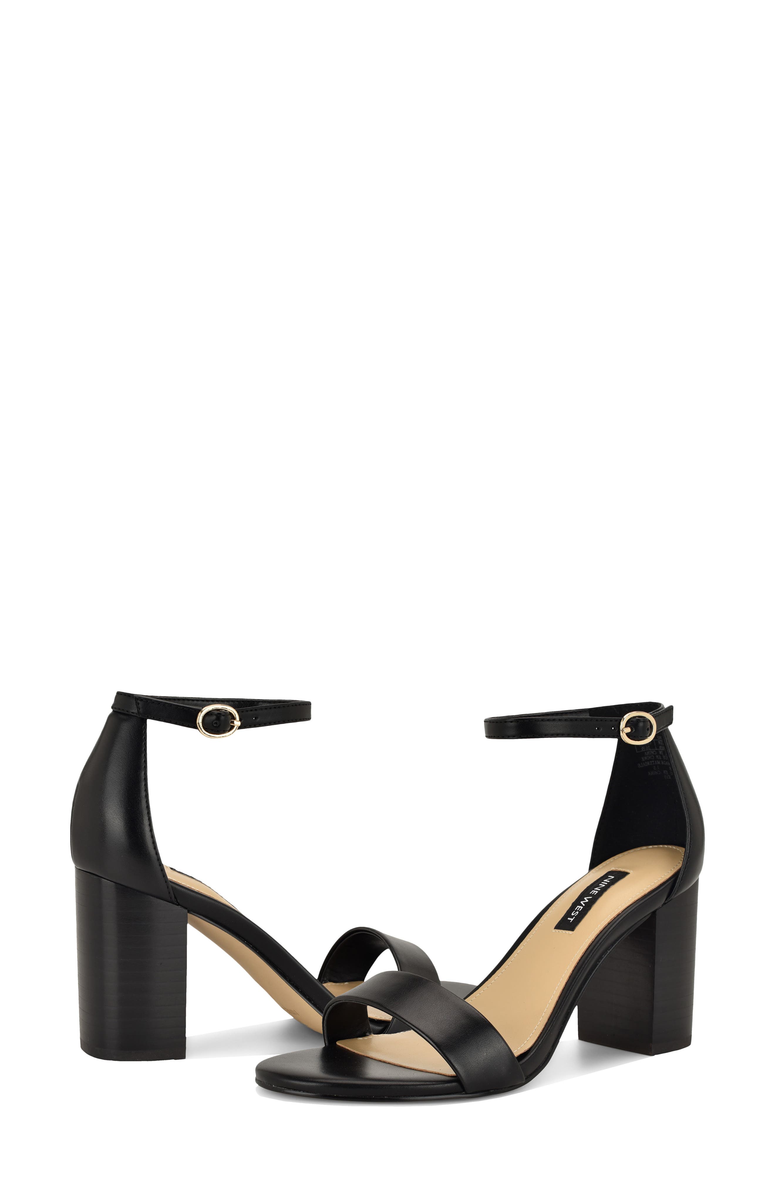 Toniann Ankle Strap Sandal, Alternate, color, BLACK STACKED HEEL