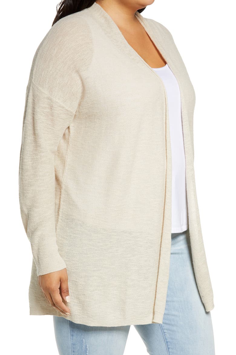 Linen & Cotton Open Front Cardigan, Alternate, color, BEIGE OATMEAL