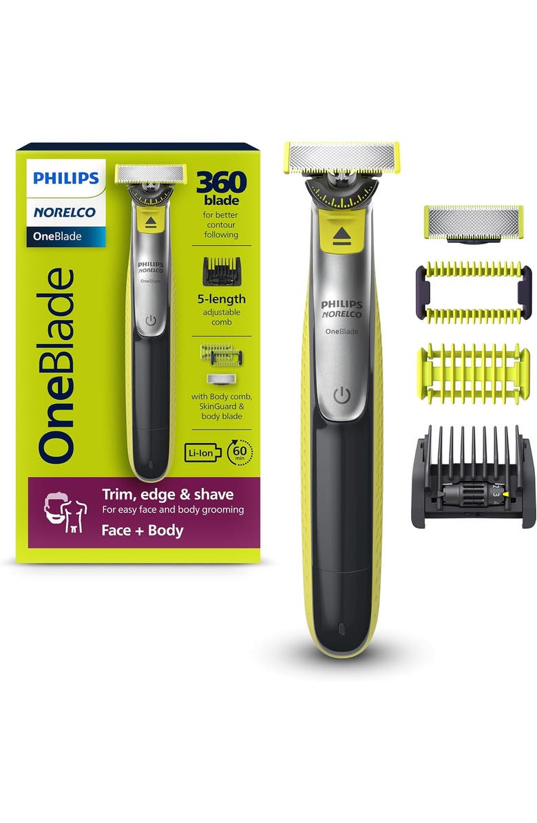 Philips Norelco OneBlade 360 Face + Body, Hybrid Electric Razor & Trimmer Kit, Main, color, Silver