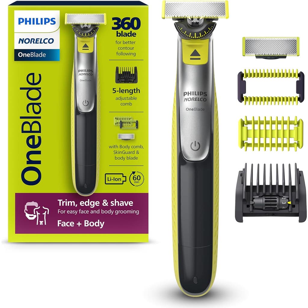 Philips Norelco Oneblade 360 Face + Body, Hybrid Electric Razor & Trimmer Kit In Silver