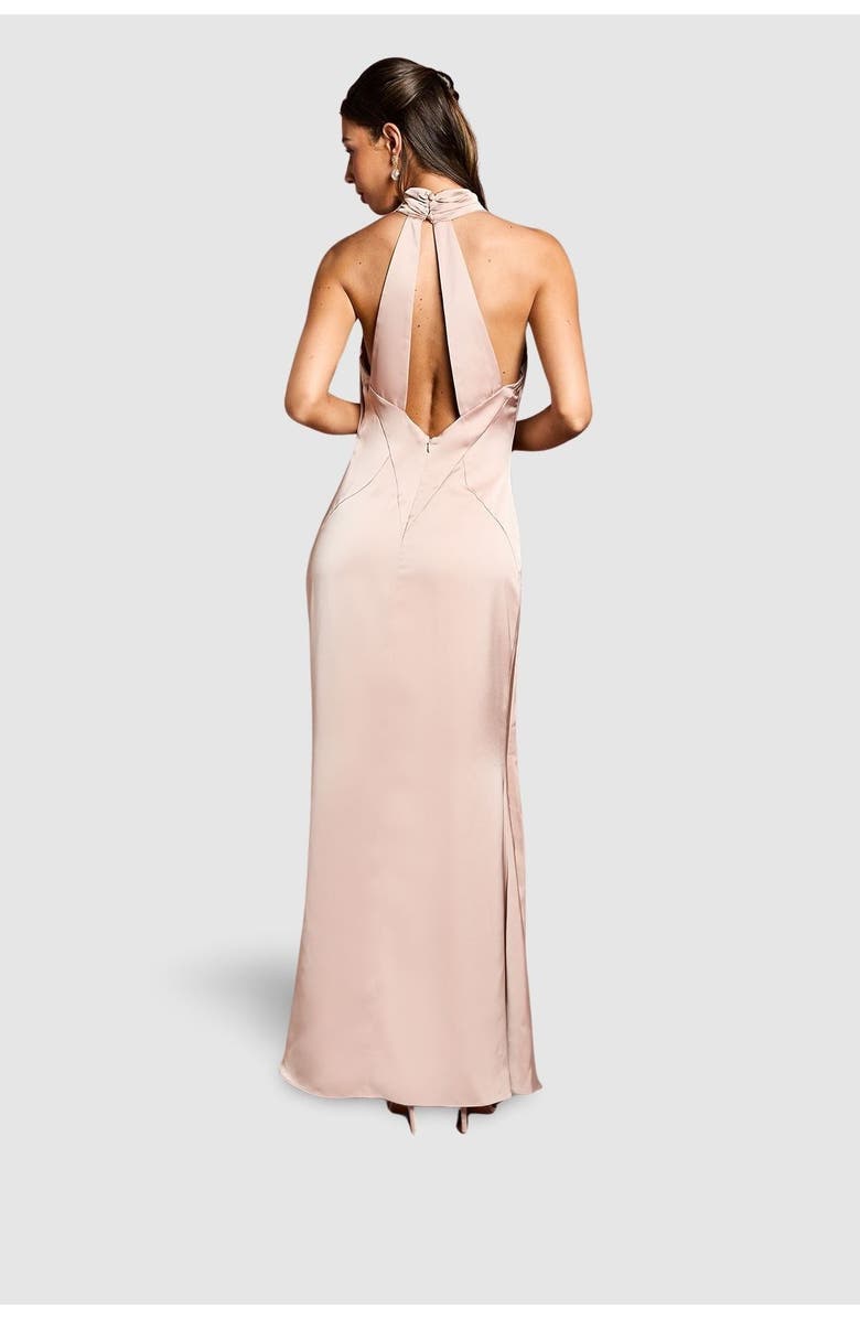 Coast Satin Asymmetric Neck Maxi Dress, Alternate, color, Mocha