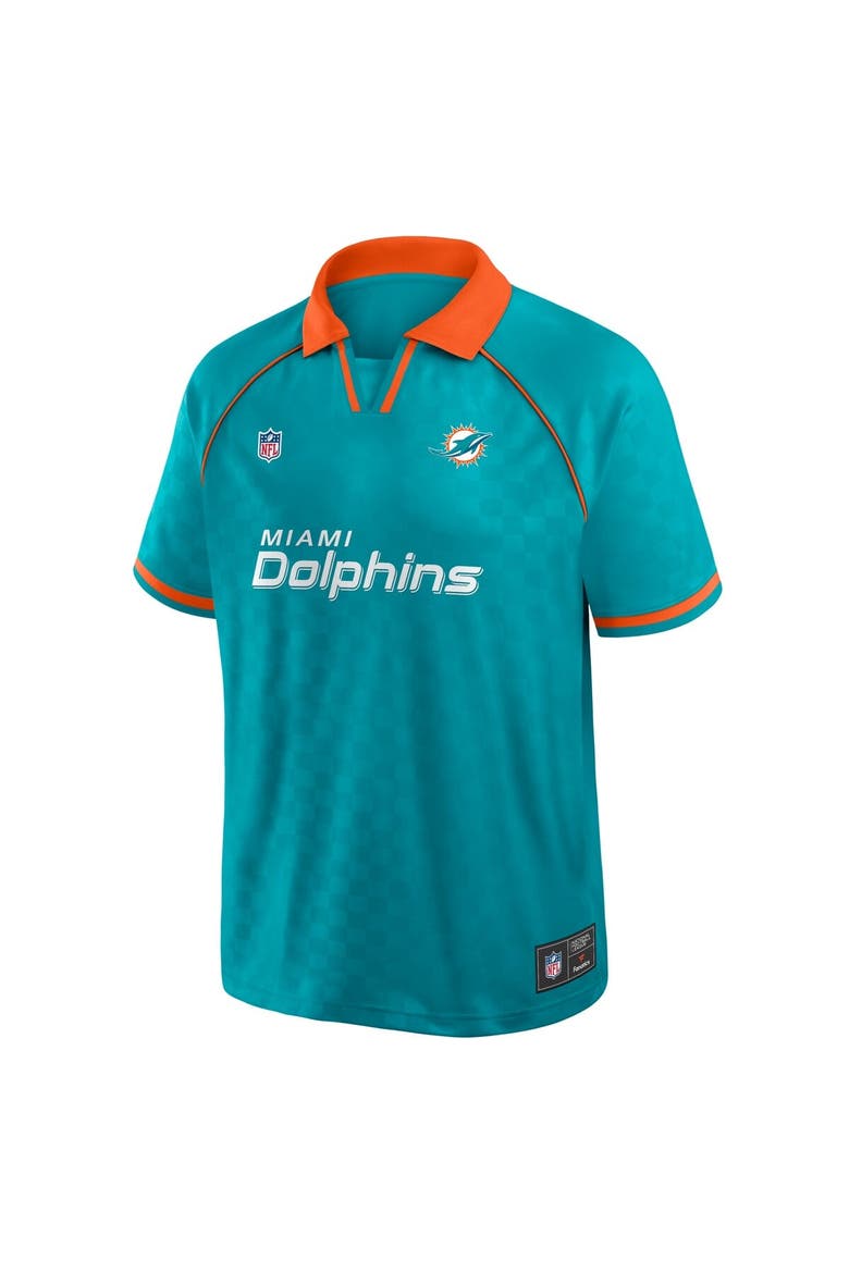 Men's Fanatics Aqua/Orange Miami Dolphins Homerun Raglan V-Neck Polo, Alternate, color, Aqua