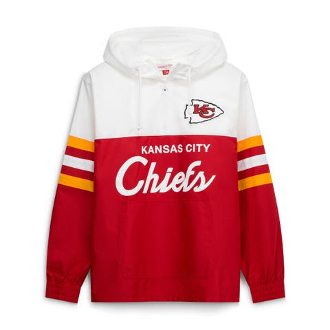 Men's Mitchell & Ness  Red Kansas City Chiefs Head Coach Anorak Quarter-Zip Windbreaker Jacket