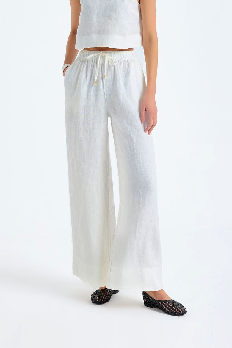 Ciel 100% Linen High-Waist Wide-Leg Pants, Alternate, color, White