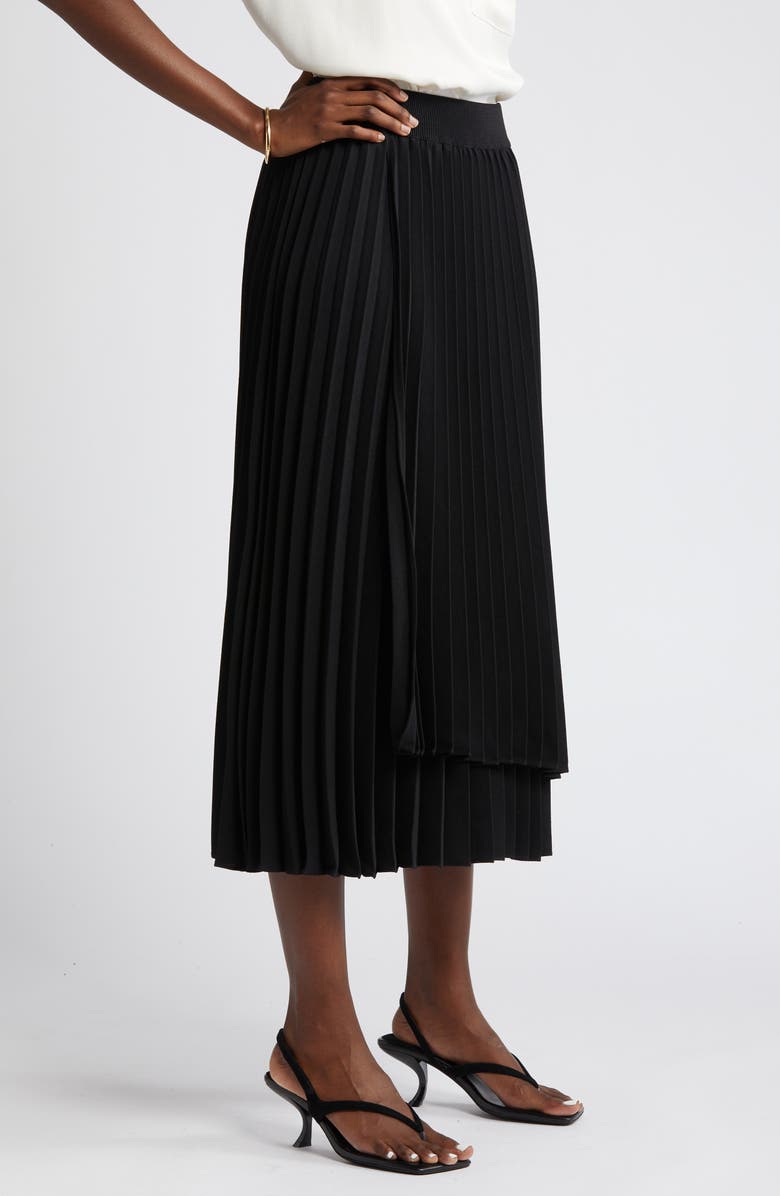 Nordstrom Pleated Asymmetric Hem Midi Skirt, Alternate, color, 