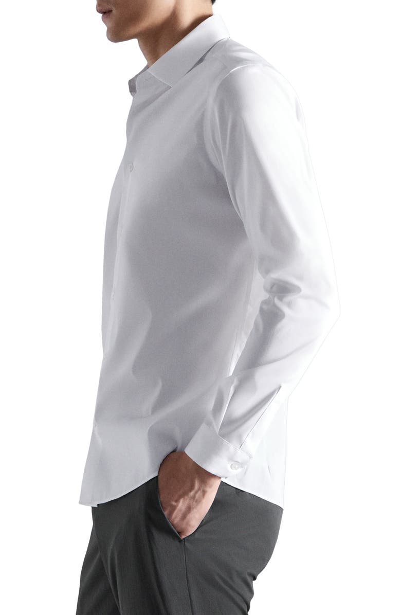 MANGO Regular Fit Stretch Cotton Blend Button-Up Shirt, Alternate, color, White