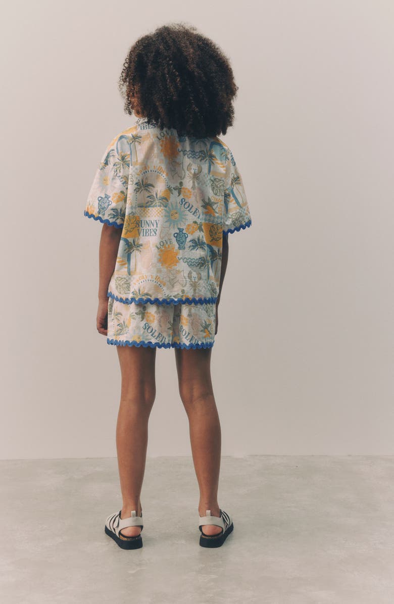 NEXT Kids' Sunny Vibes Short Sleeve Cotton Button-Up Shirt & Pull-On Shorts Set, Alternate, color, Yellow