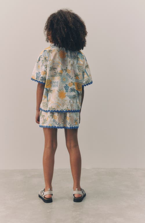 Next Kids' Sunny Vibes Short Sleeve Cotton Button-up Shirt & Pull-on Shorts Set In Multi