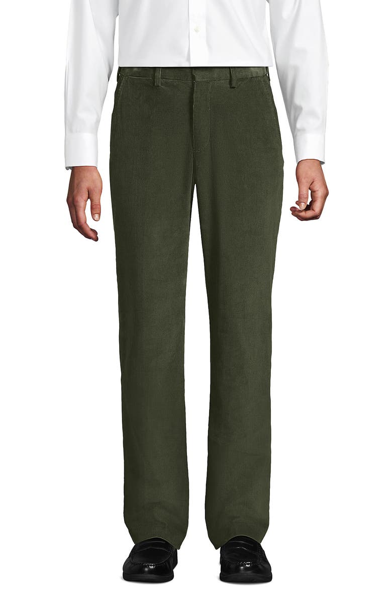 Lands' End Comfort Waist Stretch Fine Wale Corduroy Dress Pants, Alternate, color, Forest Moss