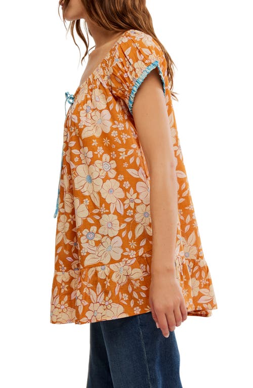 Free People Frankie Floral Tunic In Honey Ginger Combo