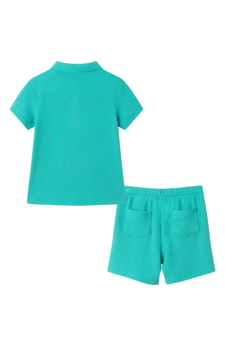 Andy & Evan Kids' French Terry Polo & Shorts Set, Alternate, color, Aqa