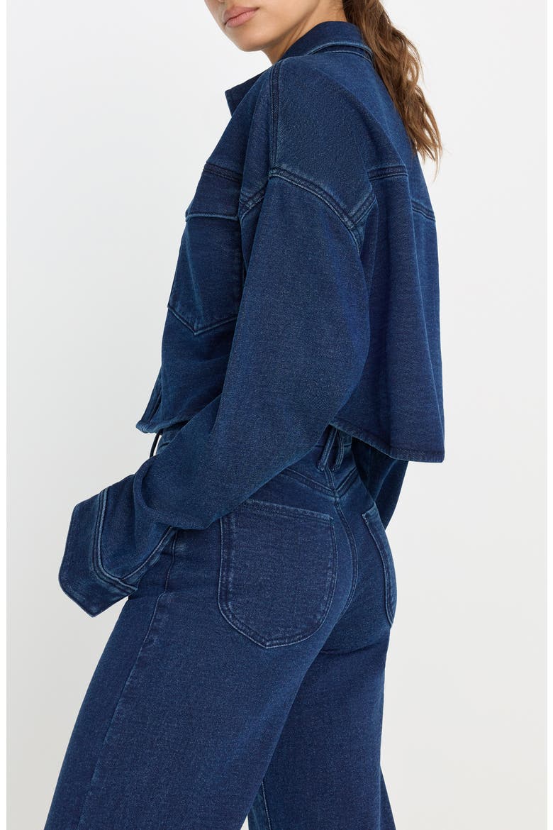 Jeanius Crop French Terry Jacket, Alternate, color, INDIGO377