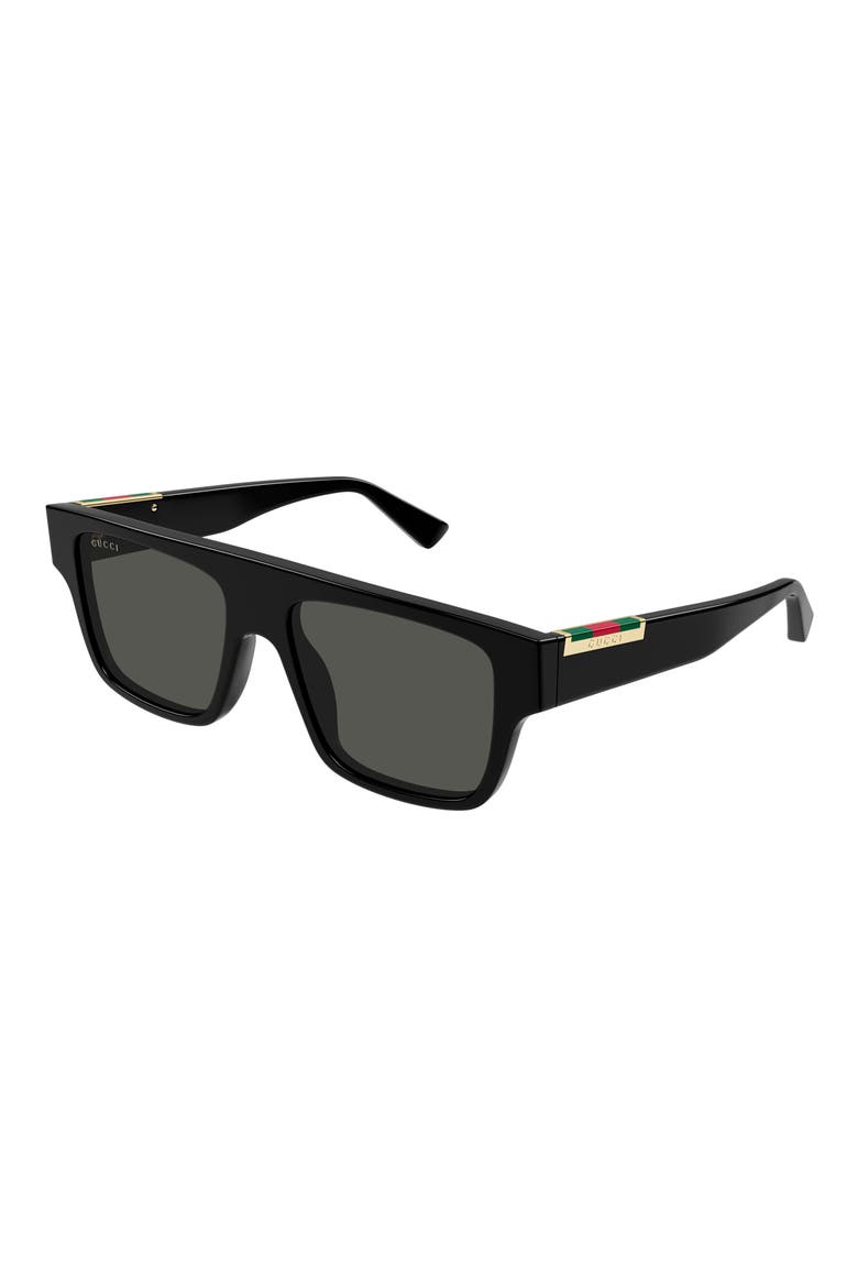 53mm Rectangular Sunglasses, Alternate, color, BLACK