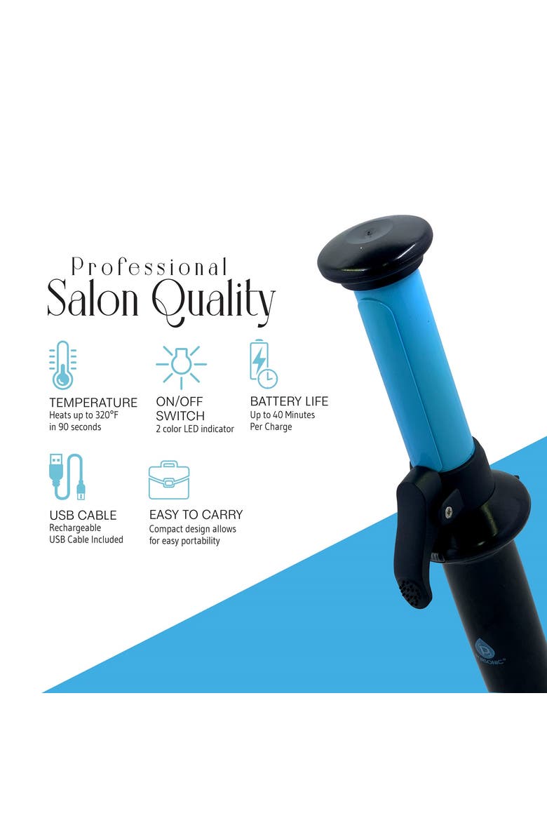 PURSONIC USB Rechargeable Mini Curling Iron, Alternate, color, Blue