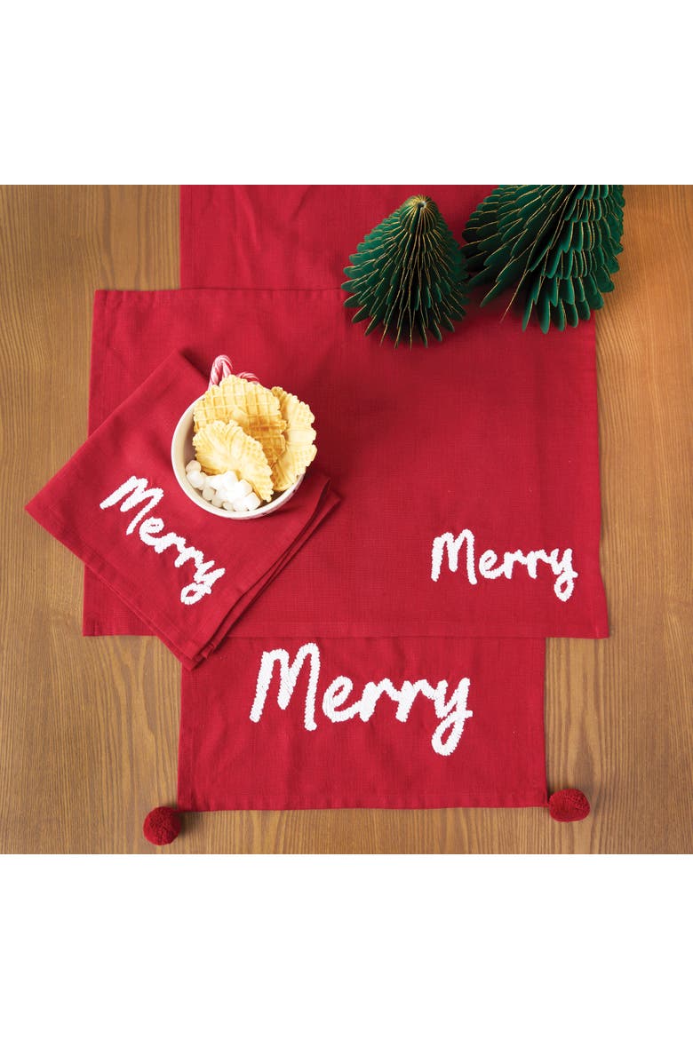 Christmas Holiday Tufted Solid Placemats Set of 4, Alternate, color, Red