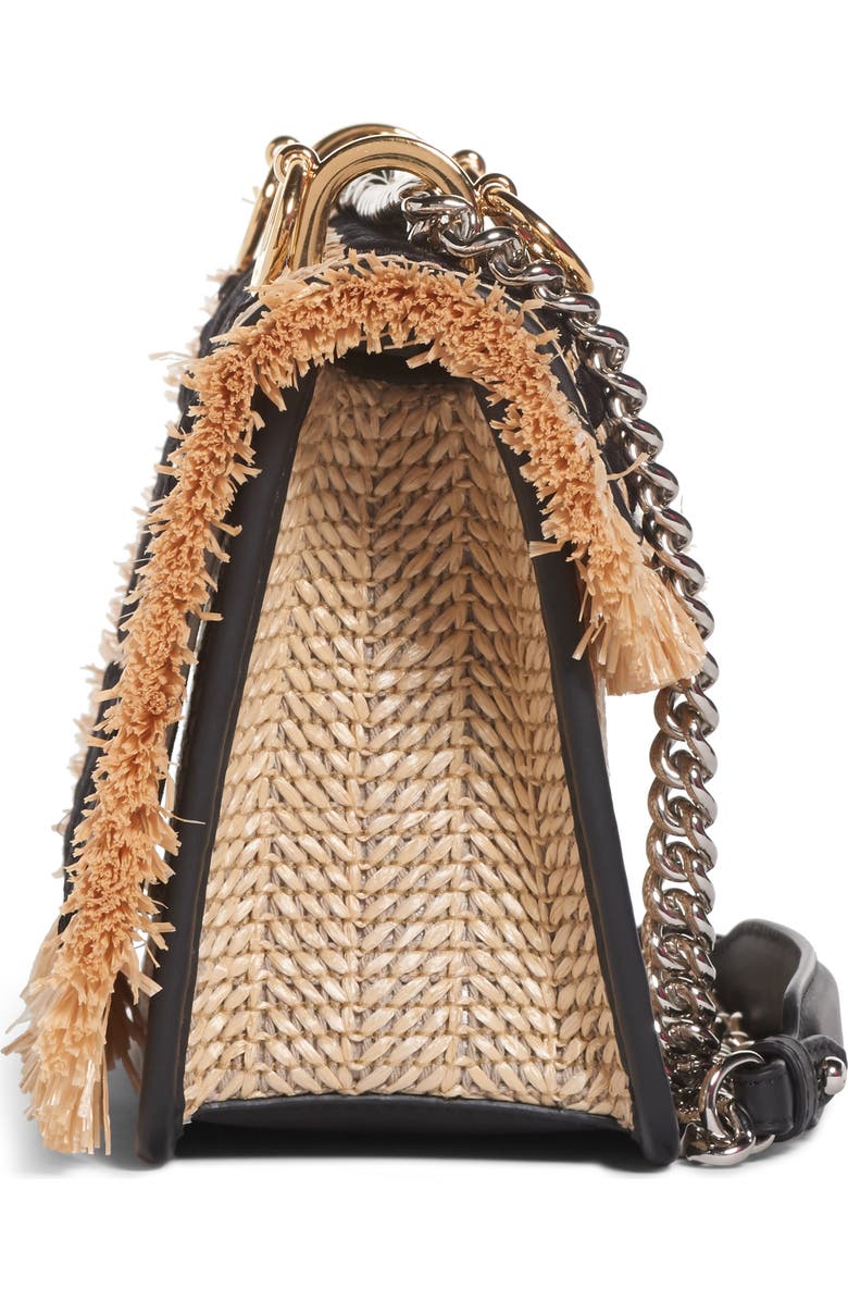 Fendi Kan I Raffia & Leather Small Shoulder Bag, Alternate, color,