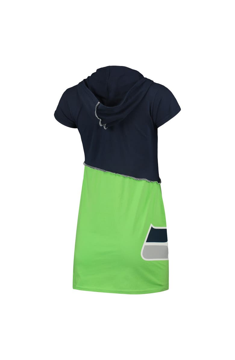 REFRIED APPAREL Women's Refried Apparel Navy/Neon Green Seattle Seahawks Sustainable Hooded Mini Dress, Alternate, color, Navy