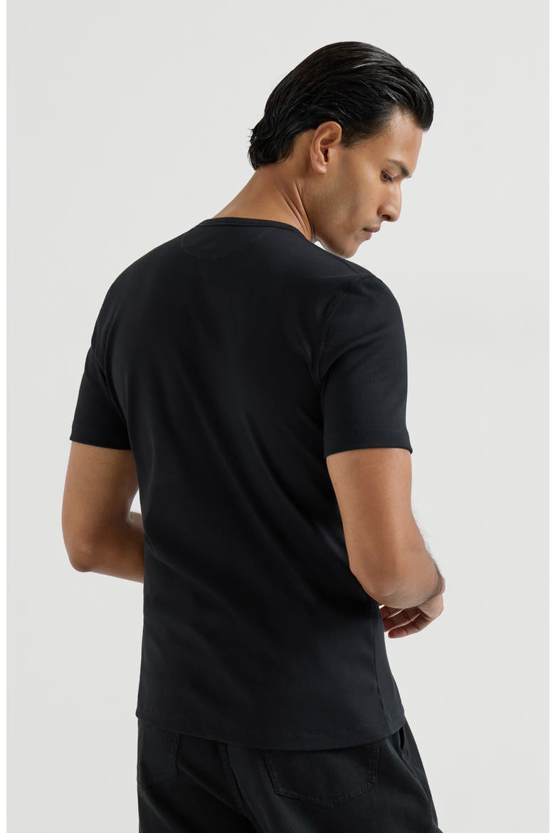 Ribbed jersey T-shirt, Alternate, color, Black