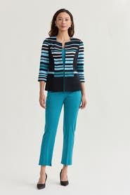 Ming Wang Heritage Striped Intarsia Knit Jacket
