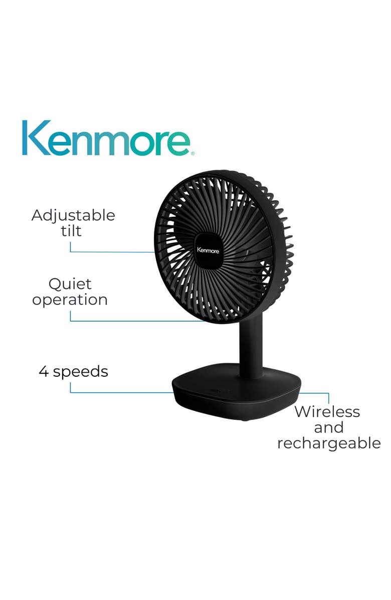 Kenmore Rechargeable 6 Inch Portable Fan Black, Alternate, color, Black