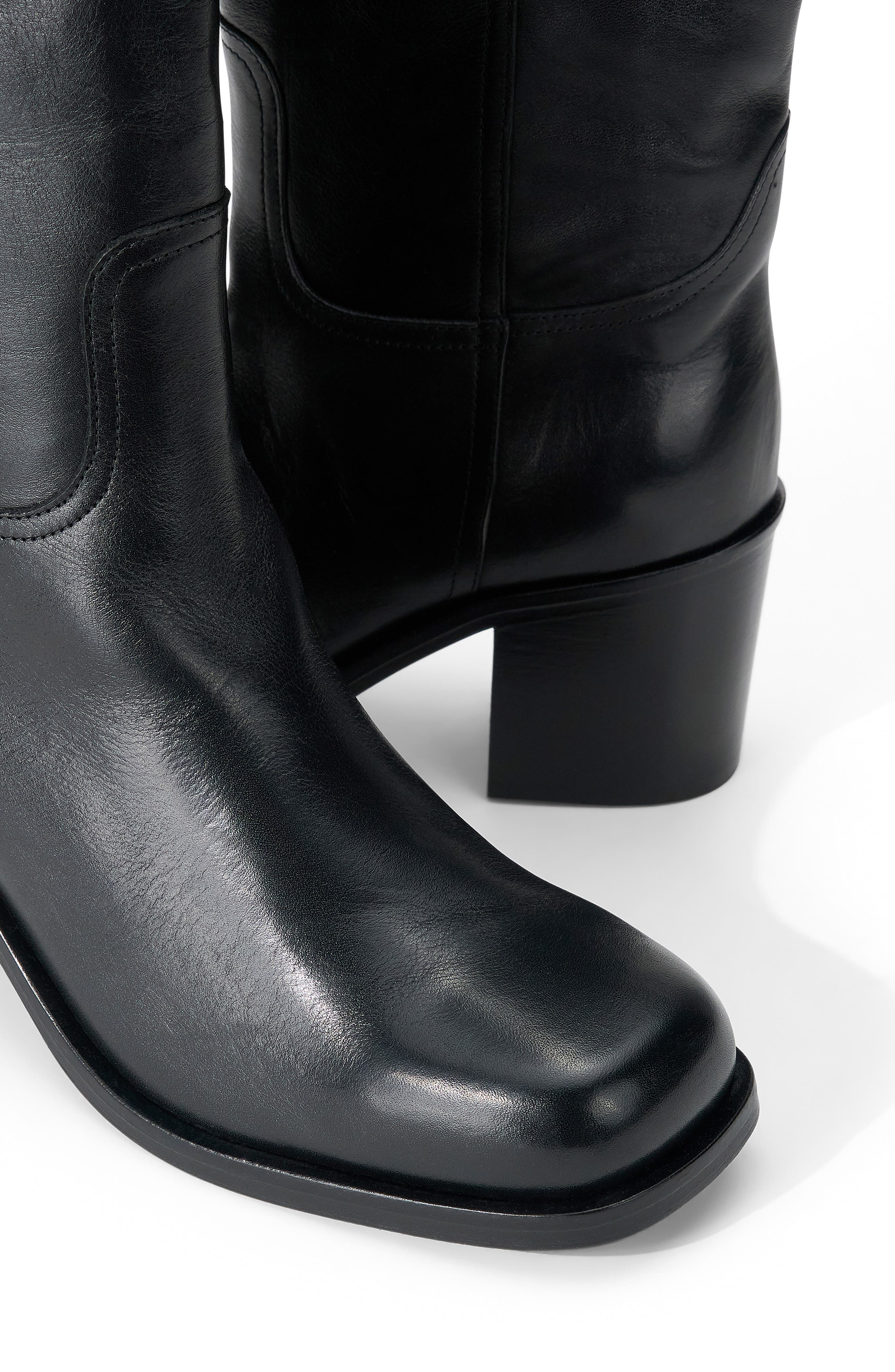 Brooklyn Leather Knee High Boot, Alternate, color, BLACK