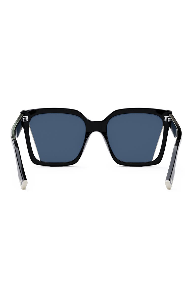 'Fendi Way 55mm Geometric Sunglasses, Alternate, color, SHINY BLACK / BLUE