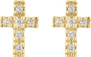 EFFY 14K Gold Plated Sterling Silver Diamond Cross Stud Earrings