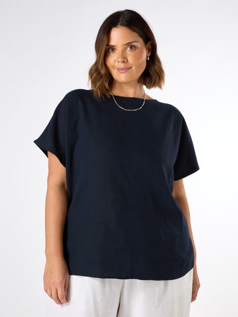 Linen Seamed Detail Top