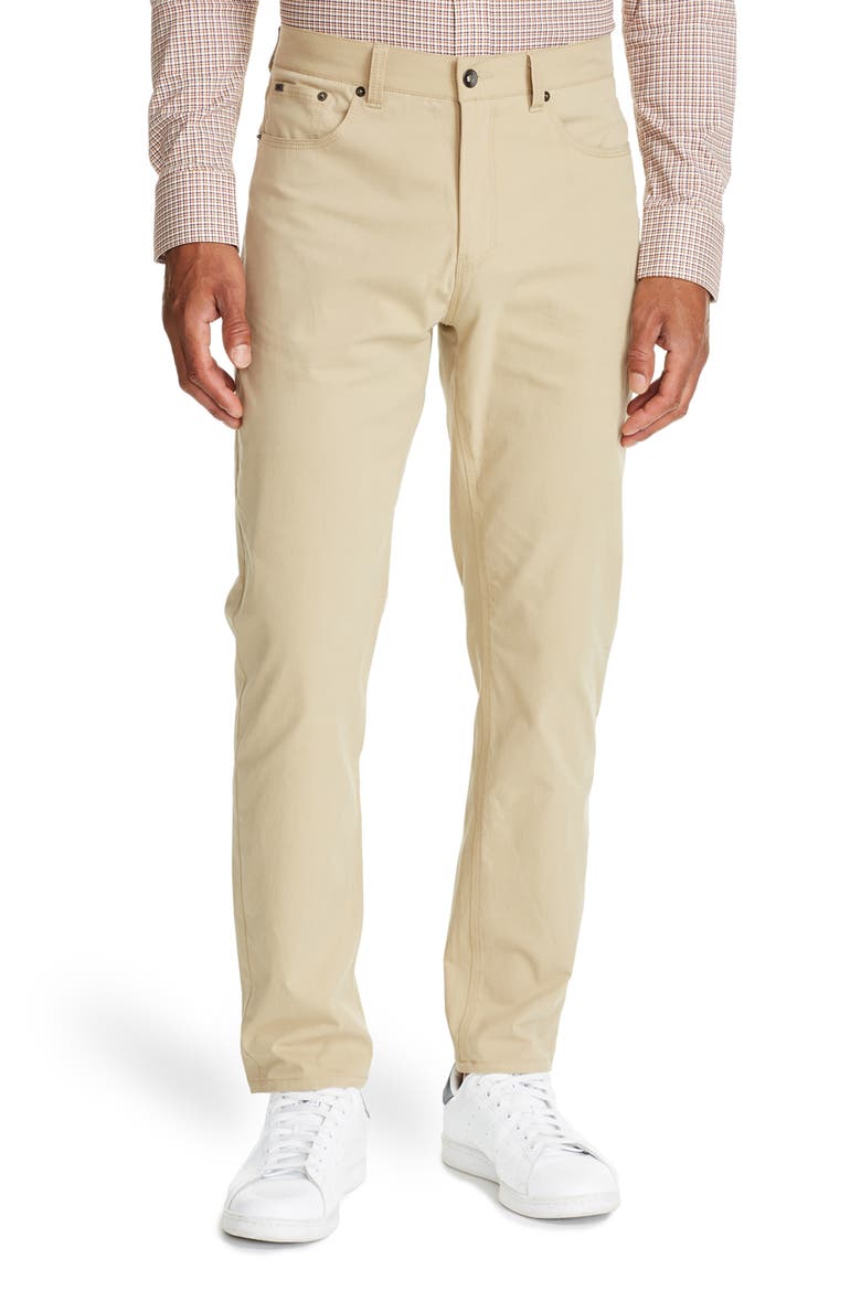 Leone Slim Straight Leg Twill Pants, Main, color, KHAKI
