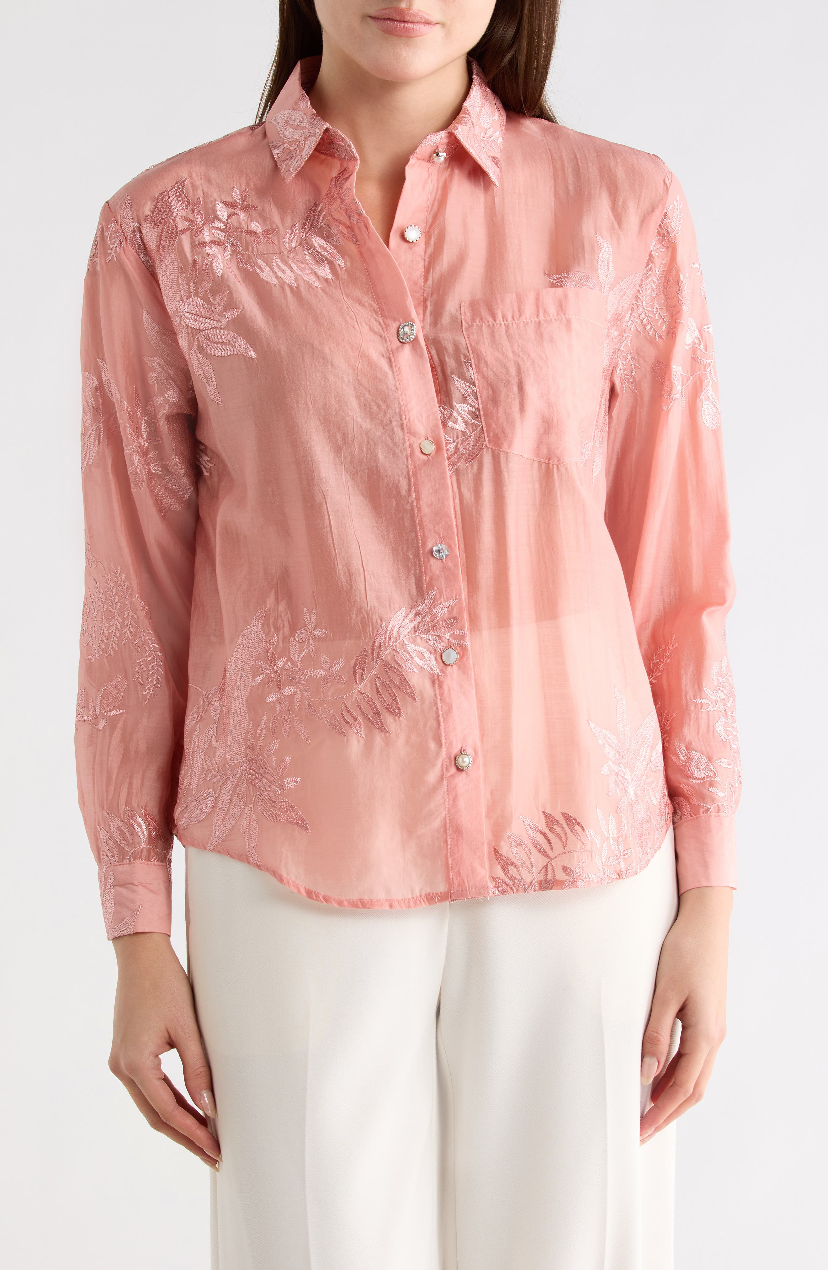 Floral Embellished Button-Up Shirt - image 3