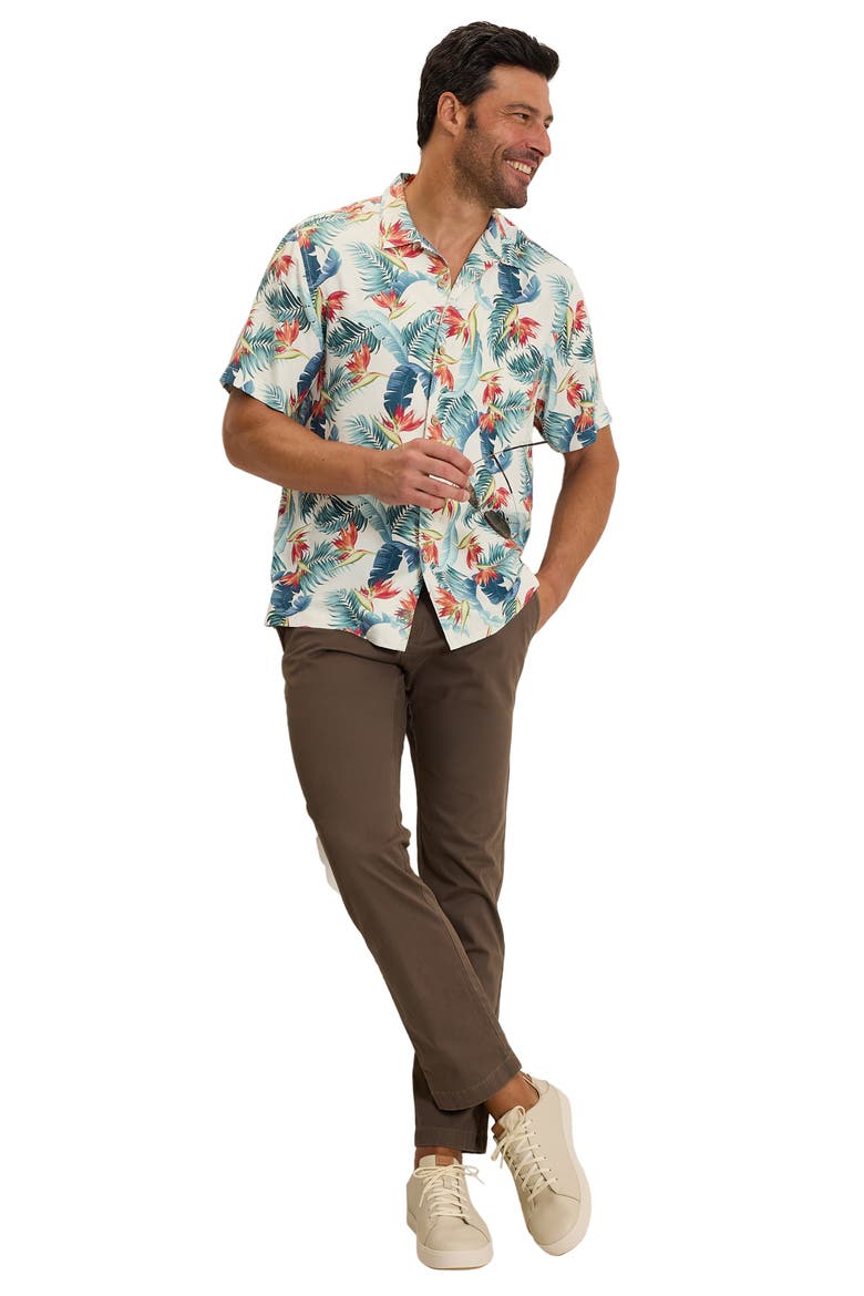 Garden of Hope & Courage Short Sleeve Silk Button-Up Shirt, Alternate, color, CONTINENTAL