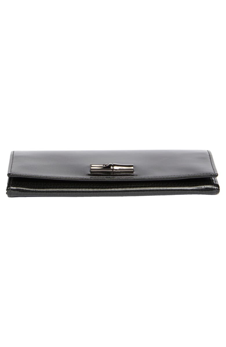Longchamp Patent Leather Flap Wallet, Alternate, color, Black