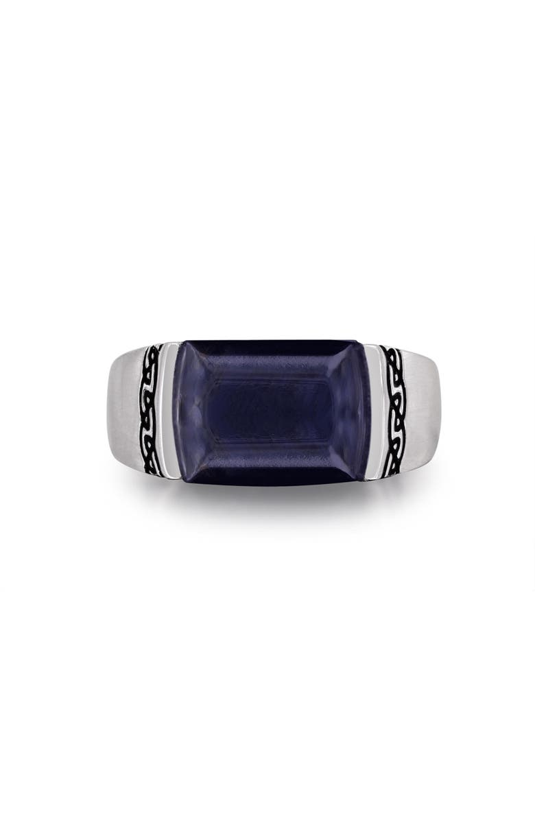 LuvMyJewelry Blue Pietersite Celtic Sterling Silver Men Signet Ring, Main, color, Silver