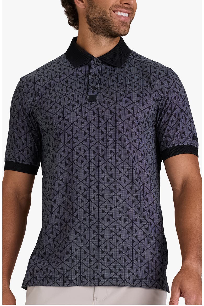 Evolution Ridge Geo Print Performance Golf Polo, Main, color, NIGHTCAP - BLACK
