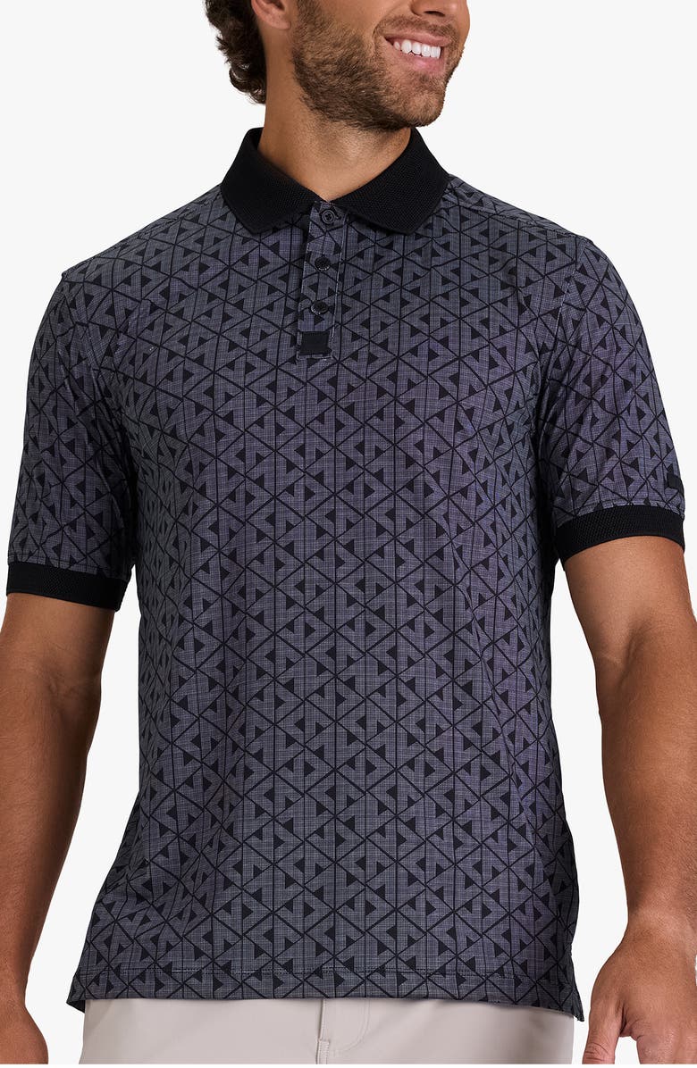 Bad Birdie Evolution Ridge Geo Print Performance Golf Polo, Main, color, Nightcap - Black