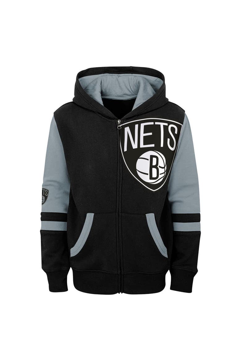 Preschool Black Brooklyn Nets Straight To The League Full-Zip Hoodie, Alternate, color, Black