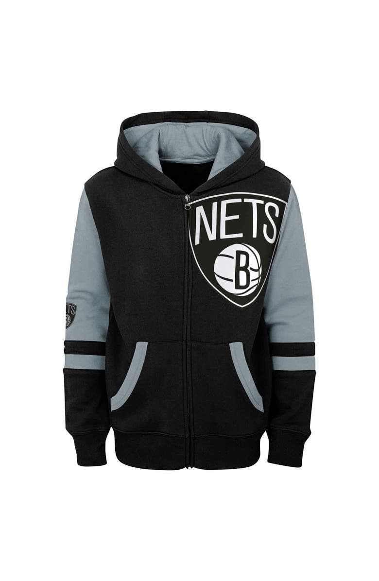 Outerstuff Preschool Black Brooklyn Nets Straight To The League Full-Zip Hoodie, Alternate, color, Black
