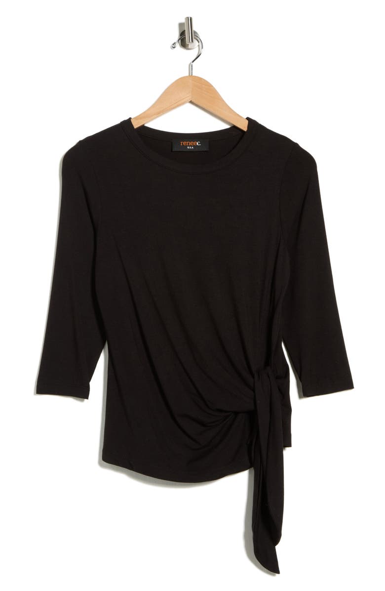 Renee C Side Knot Top, Main, color, Black