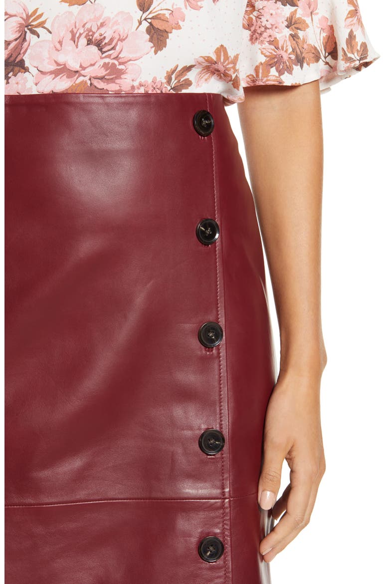 Leather Pencil Skirt, Alternate, color, RED GRAPE