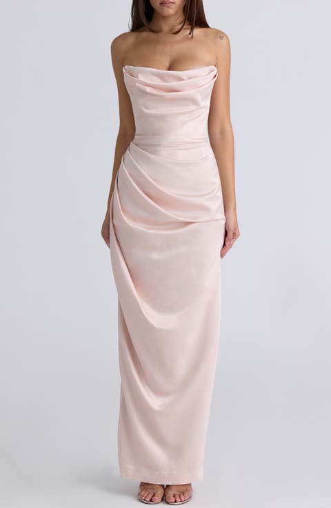 Adrienne Satin Strapless Gown