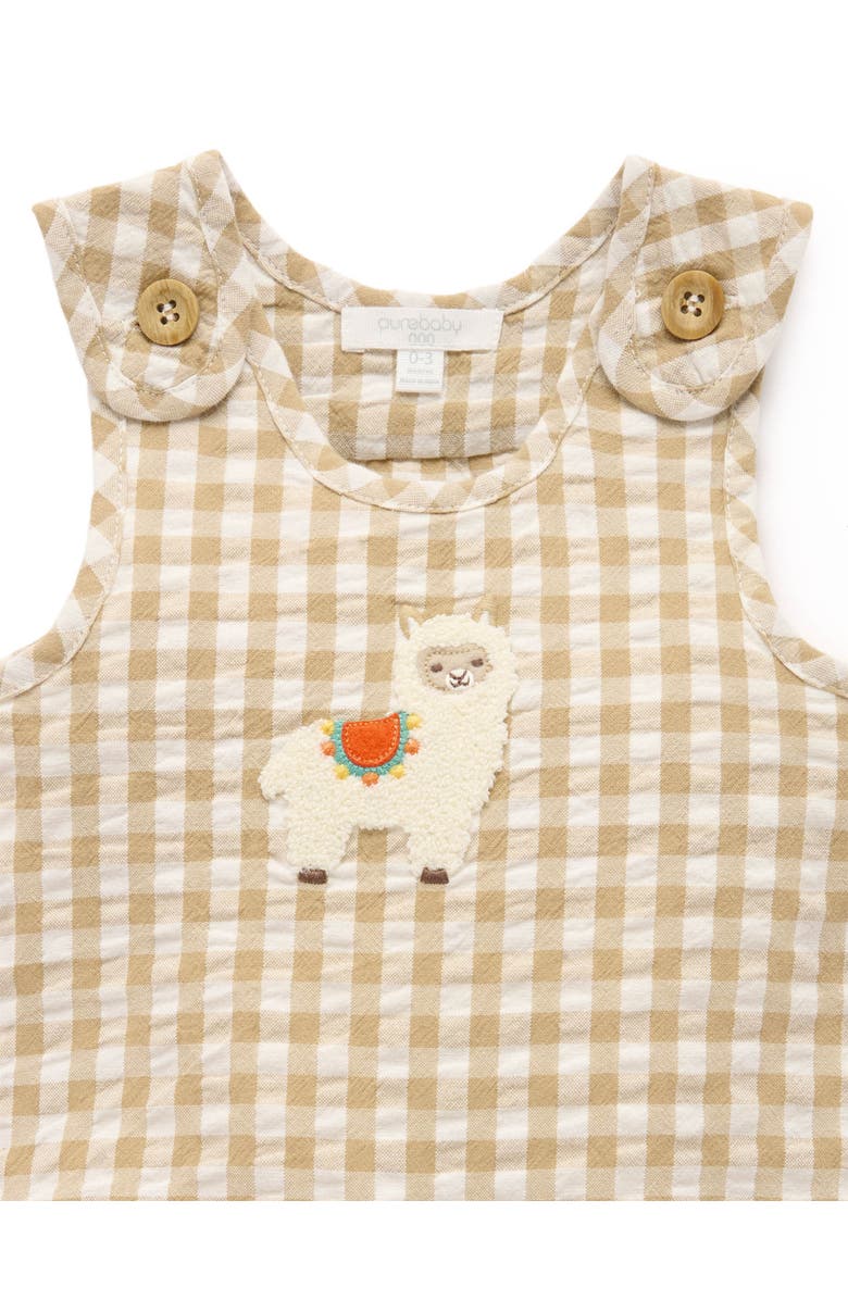 Purebaby Gingham Romper, Alternate, color, Burrito Gingham