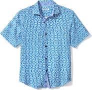 Tommy Bahama Diamond Tides Print Short Sleeve Silk Button-Up Shirt