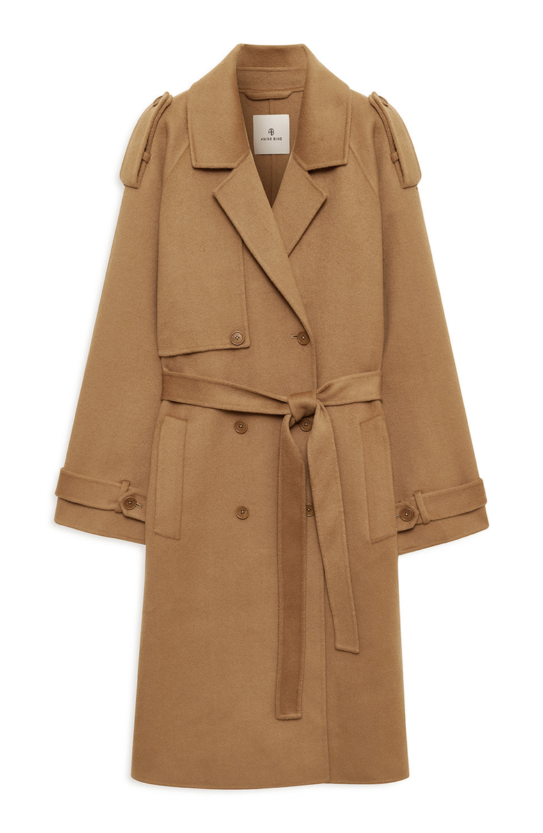 ANINE BING Rickie Maxi Trench, Alternate, color, Camel