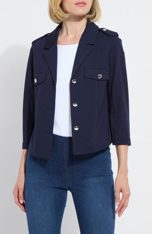 Lyssé Veronica Crop Ponte Blazer In True Navy