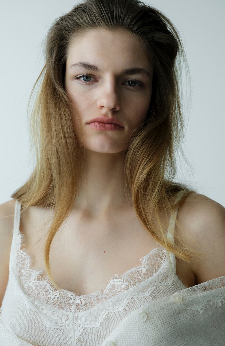 MANGO Lace Trim Camisole, Alternate, color,