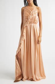 Ulla Johnson Aisha One Shoulder Pleated Asymmetrical Maxi Dress