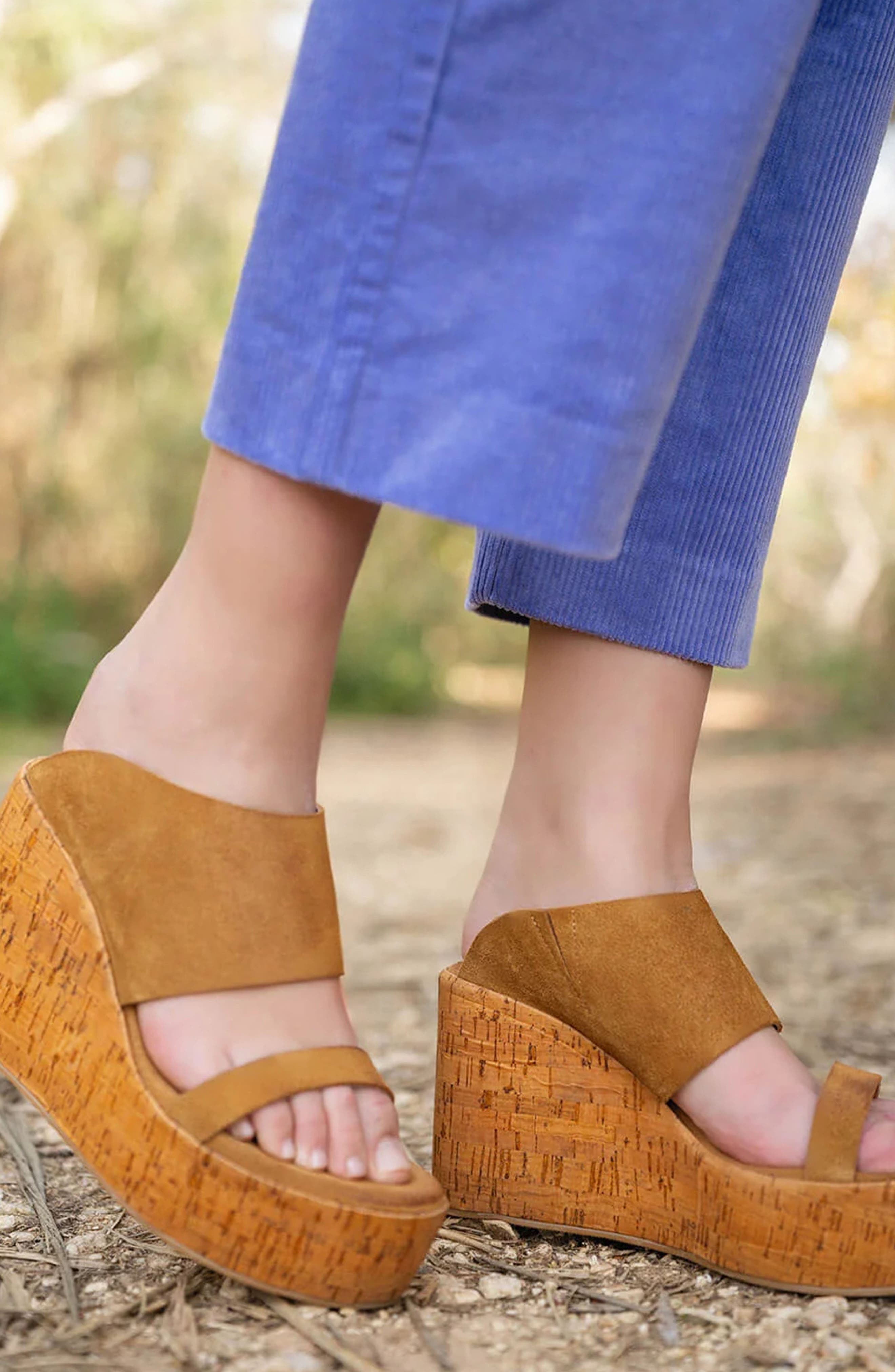 ANTELOPE Aurora Platform Wedge Sandal, Alternate, color, Cognac