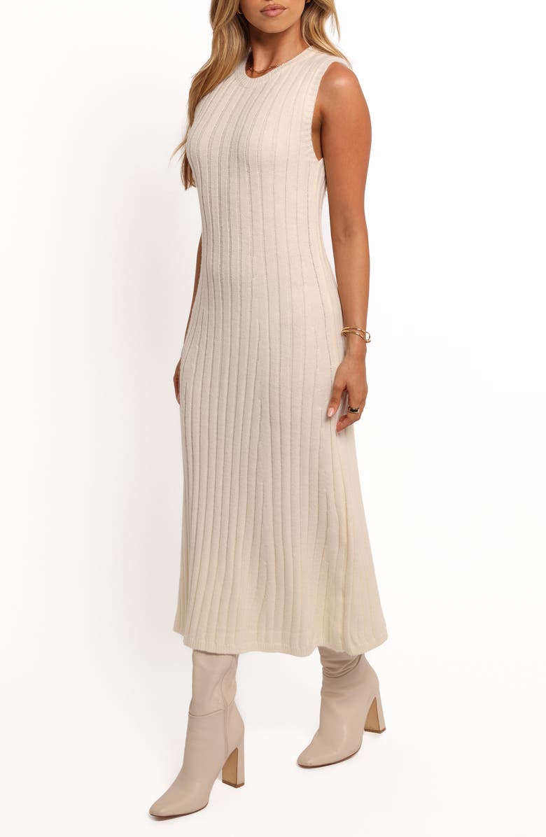 Petal & Pup Kellie Sleeveless Rib Midi Sweater Dress, Alternate, color, White