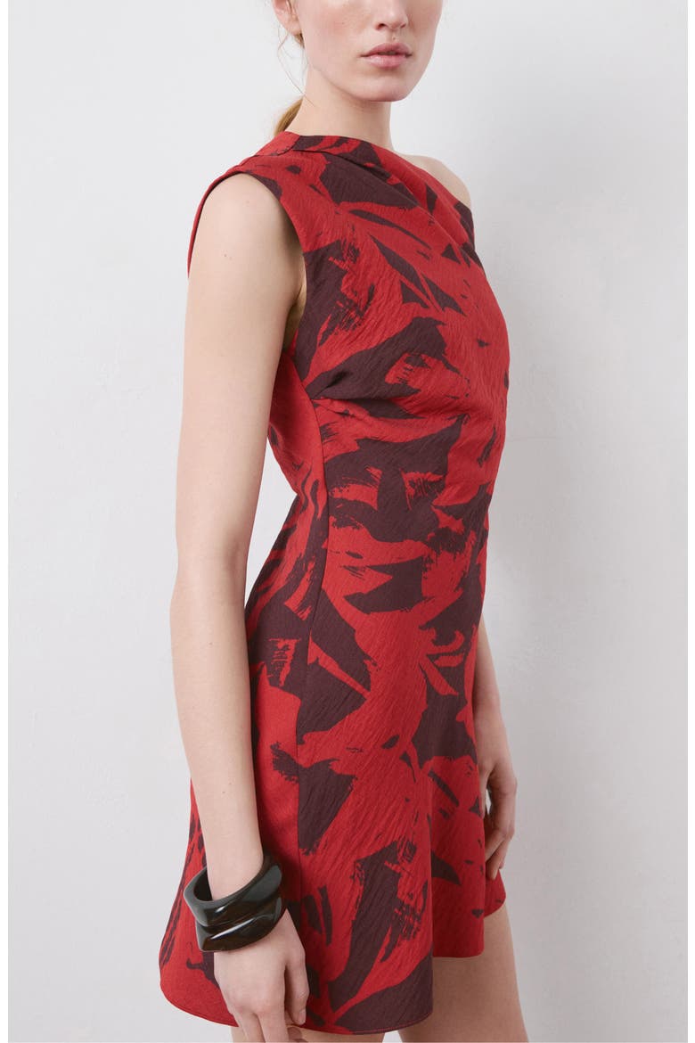 Texture One-Shoulder Minidress, Main, color, RED